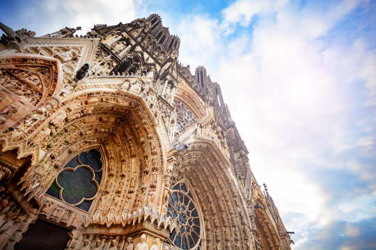 Closeup of the Cathedral Notre-Dame de Reims
