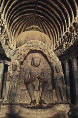 Buddha sculpture at ellora caves