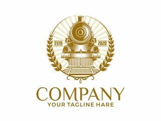 old train logo suitable for stickers and screen printing