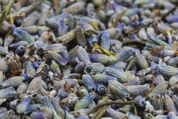 Dry or dried lavender flowers background texture.