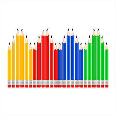 several pencils of different colors on a white background