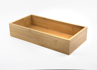 Wooden box or crate container isolated on white.