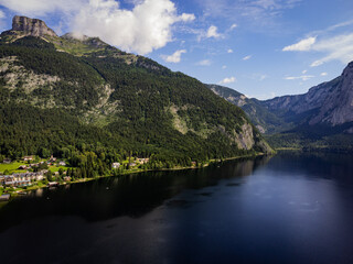 Obraz na płótnie Canvas Lake Altaussee in Austria - aerial view - travel photography