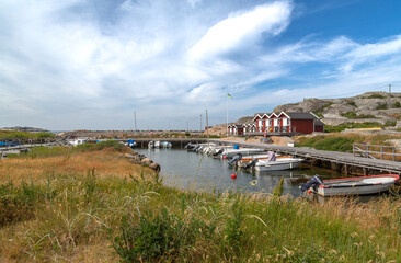 Fototapeta na wymiar Swedish West coast, small boats, harbour, fishing 
