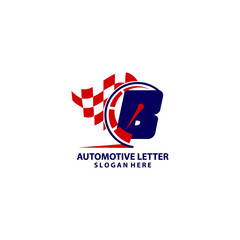 Letter B speedometer logo. Tachometer speed logo