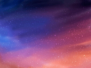 Magic night dark blue sky with sparkling stars. Silver scattered dust. Vector