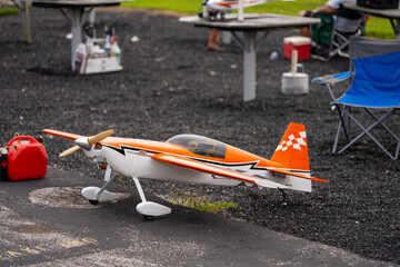Remote controlled airplane with propellers