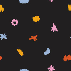 Seamless pattern - colorful abstract modern trendy vector background. Hand-drawn abstract shapes with outline. Wallpapers, templates, backgrounds for social media posts