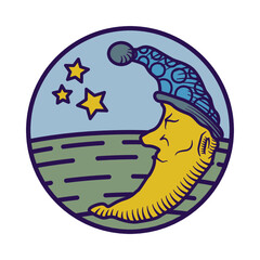 illustration of a sleeping moon for a logo or icon