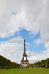 A sunny day in Paris with eiffel tower
at the back.