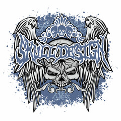 Obraz premium Gothic sign with skull, grunge vintage design t shirts