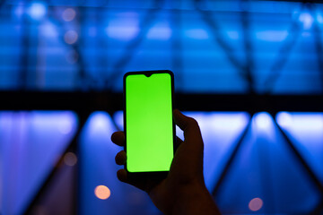 mobile with blue light background