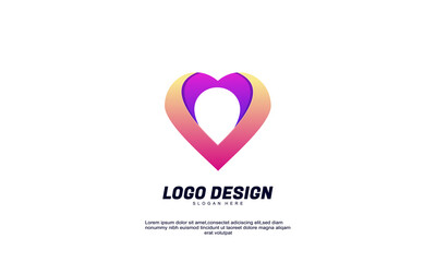 abstract creative economy business company productivity love logo gradient color design template