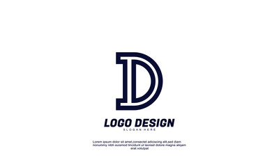 abstract creative initial d economy business company productivity love logo gradient color design template