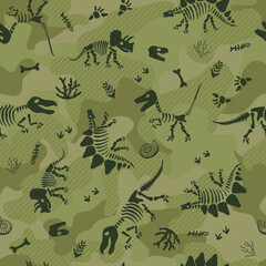 Seamless camouflage print with dinosaur bones. © barberry