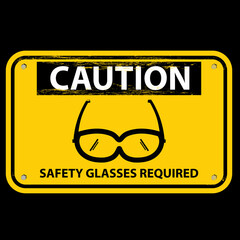 caution, safety glasses required, sign vector