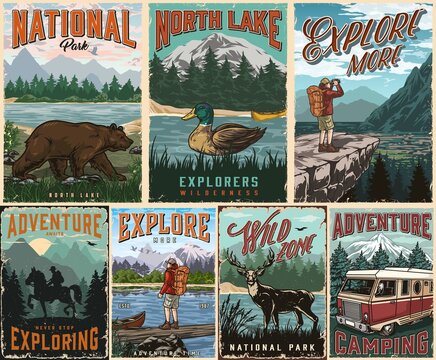 Camping and summer adventure posters