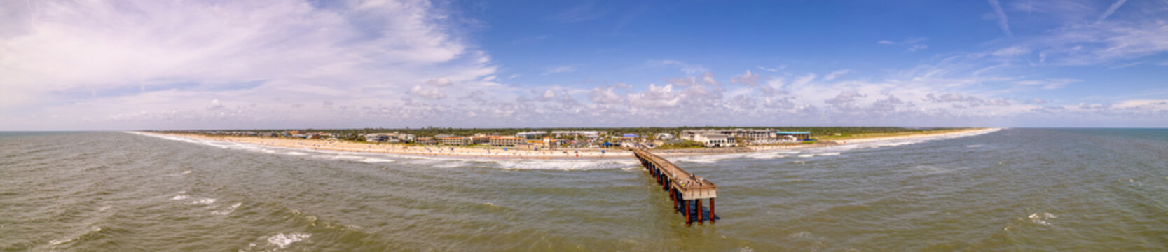 Aerial panorama St Augustine Beach and Pier