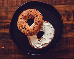 Stacked Bagel with Cream Cheese shaped like an eight