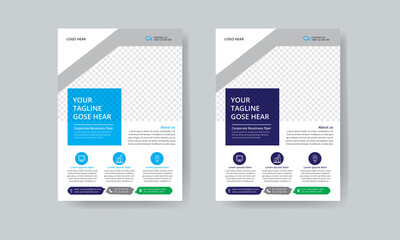 Fototapeta na wymiar A4 Creative Corporate Flyer Design Template in two different color