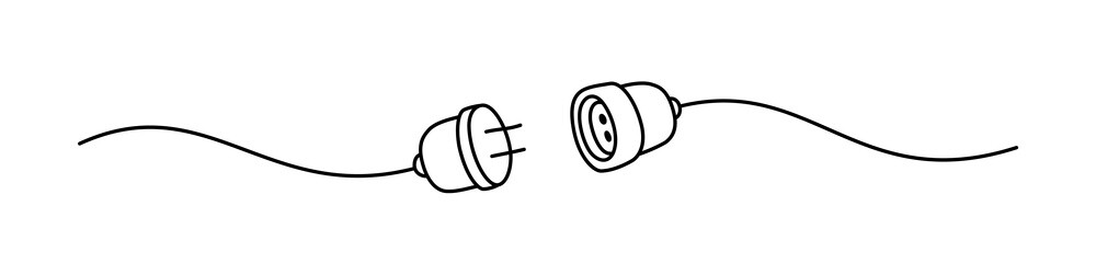 Electric plug and socket connection umplugged doodle