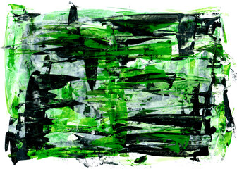 Abstract hand drawn colorful and texture background. Black, white and green colors mixed together. Abstract lines and blots. Interior picture, modern art. Beautiful creative print