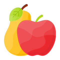 Mix Fruit Set Concept, Pear and Apple Vector Icon Design, Autumn or Fall activities Symbol, Dry weather Sign, Temperate climates Elements Stock illustration