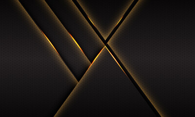 Abstract gold light on dark grey metallic hexagon mesh design modern futuristic background vector