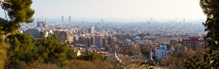 Obraz premium Stunning evening panoramic view of of Barcelona, Catalonia, Spain.