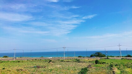 field overlooking the sea