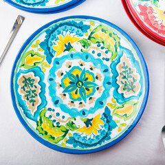 food plate top view on clear background