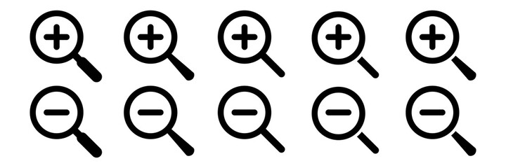 Fototapeta premium zoom in out icon magnifying glass symbol isolated vector on white background