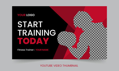 Gym fitness Youtube thumbnail Premium Vector