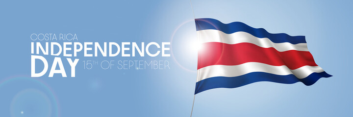 Costa Rica happy independence day greeting card, banner with template text vector illustration