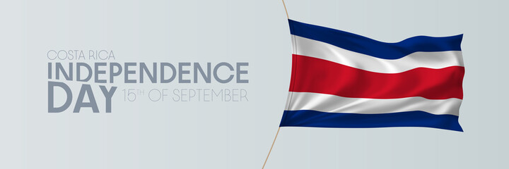 Costa Rica independence day vector banner, greeting card