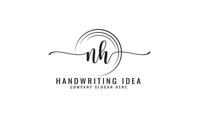 N H Initial handwriting logo vector template

