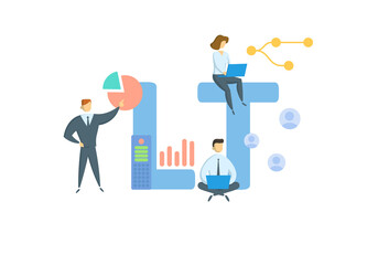 LT, Long Term. Concept with keyword, people and icons. Flat vector illustration. Isolated on white.