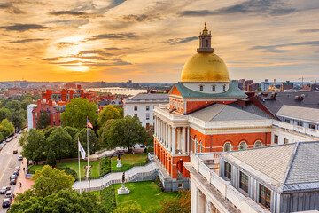 Boston, Massachusetts, USA cityscape with the State House