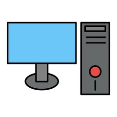 Vector Computer Filled Outline Icon Design