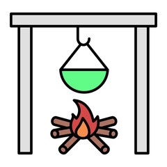 Vector Outdoor Cooking Filled Outline Icon Design