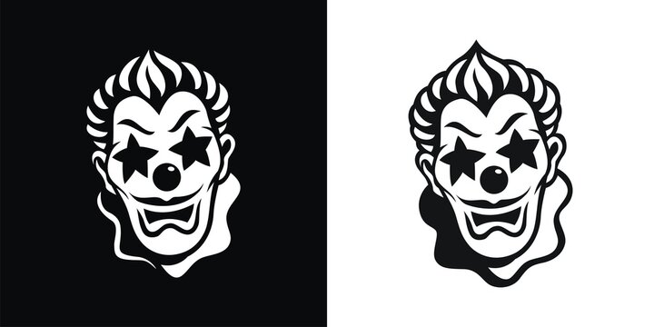 Black and white silhouette of a clown face