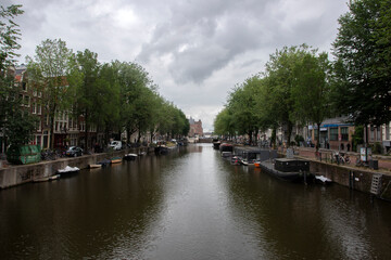 Fototapeta na wymiar View From The Bantammerbrug Bridge At Amsterdam The Netherlands 18-8-2021