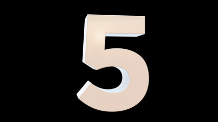 number five on black background