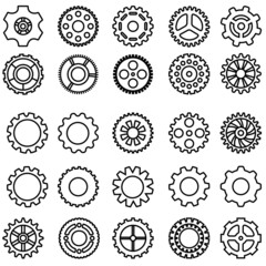 Gear vectpr icon set. mechanism illustration sign collection. Mechanics symbol or logo.