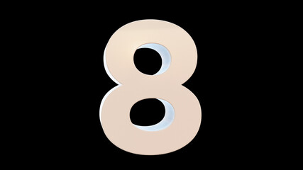 number eight on black background