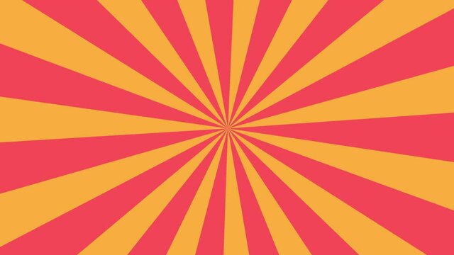 Sunburst circle animated. Rotation looped background of vector red lines shape stripe. Motion graphic background