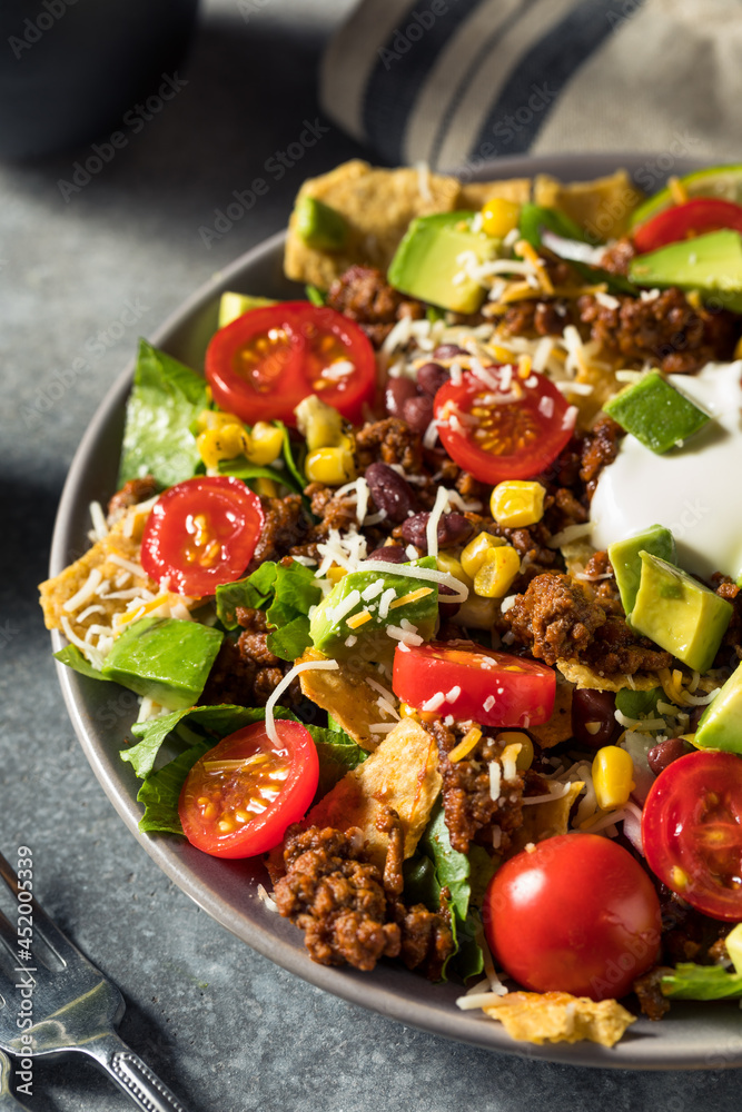 Sticker Homemade Beef Taco Salad with Avocado