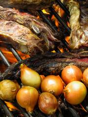 Argentinian barbecue with onions
