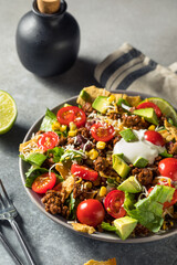 Homemade Beef Taco Salad with Avocado