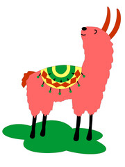 Cute llama set for design. Childish print for t-shirt  apparel  cards and nursery decoration. Vector Illustration